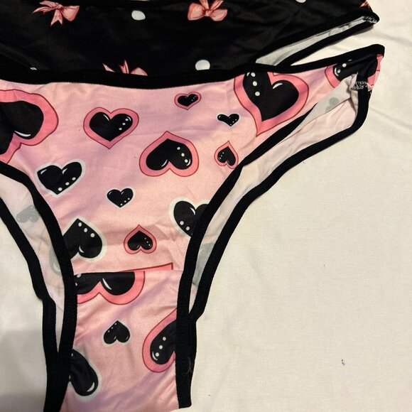 Morvia 3pk bows Hearts Pattern Leg Hip Woman’s panties 2XL Lingerie Valentines - Picture 4 of 11